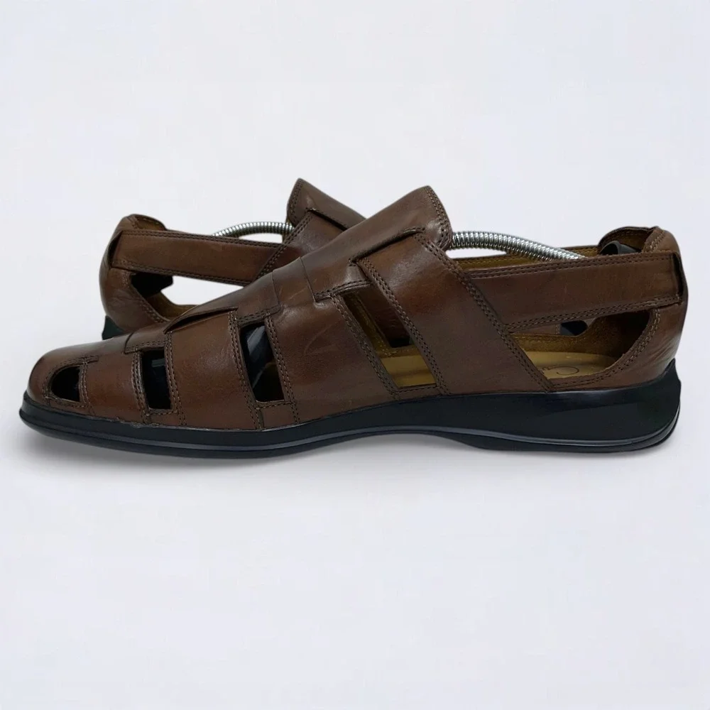 Cole Haan Sandals Men's Size 12 W Brown Leather NikeAir Dempsey Fisherman Preppy